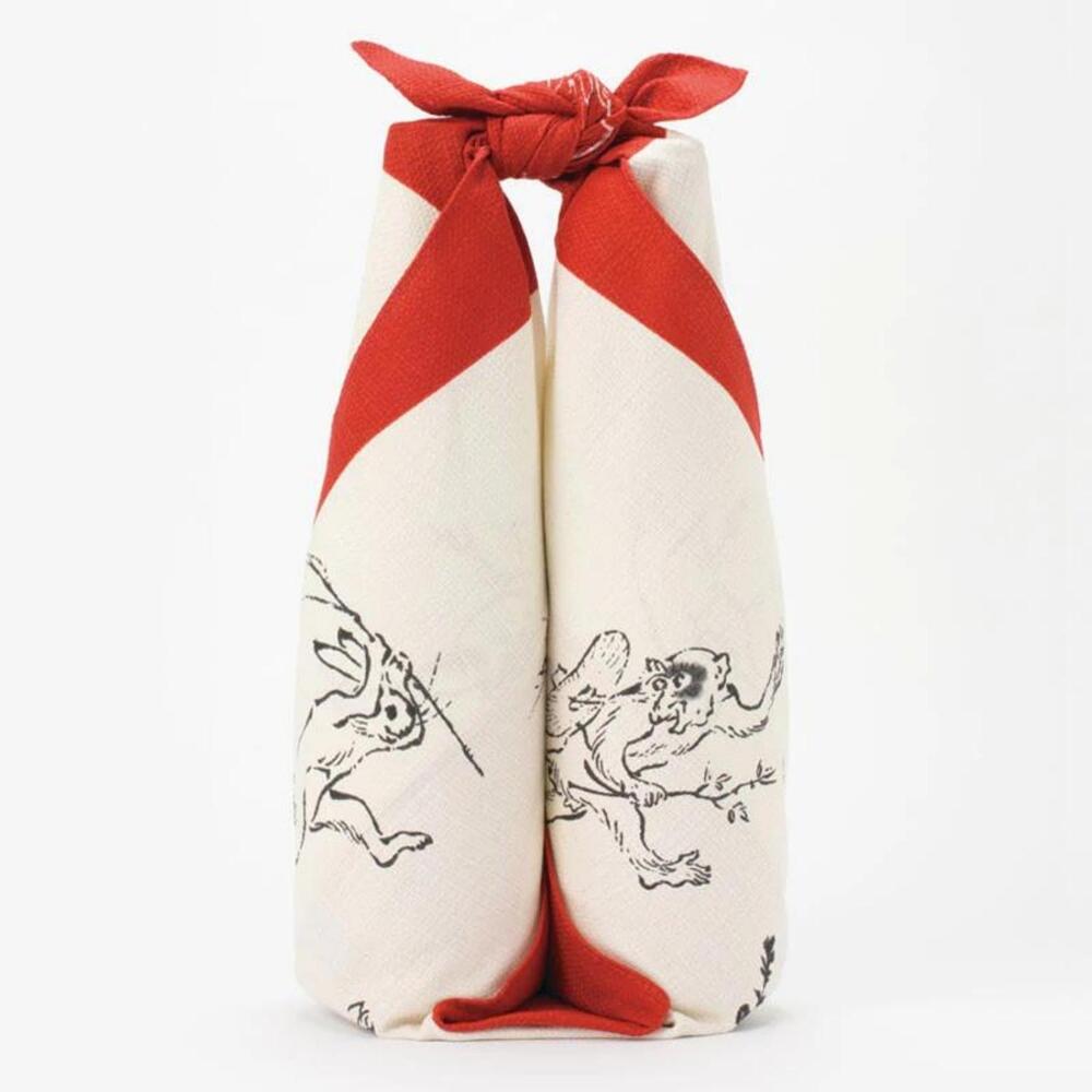 Musubi 68 Choju Jinbutsu Giga Red Furoshiki Wrapping Cloth