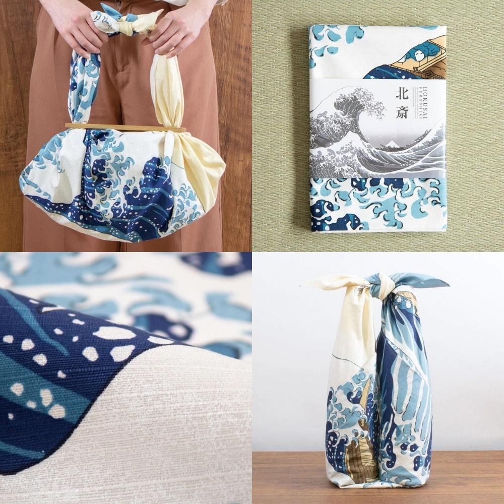 Musubi 104 Under the Waves Hokusai Furoshiki Wrapping Cloth