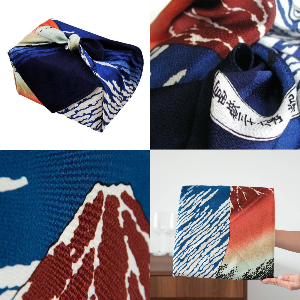Musubi 68 The Red Fuji Hokusai Chirimen Furoshiki Wrapping Cloth