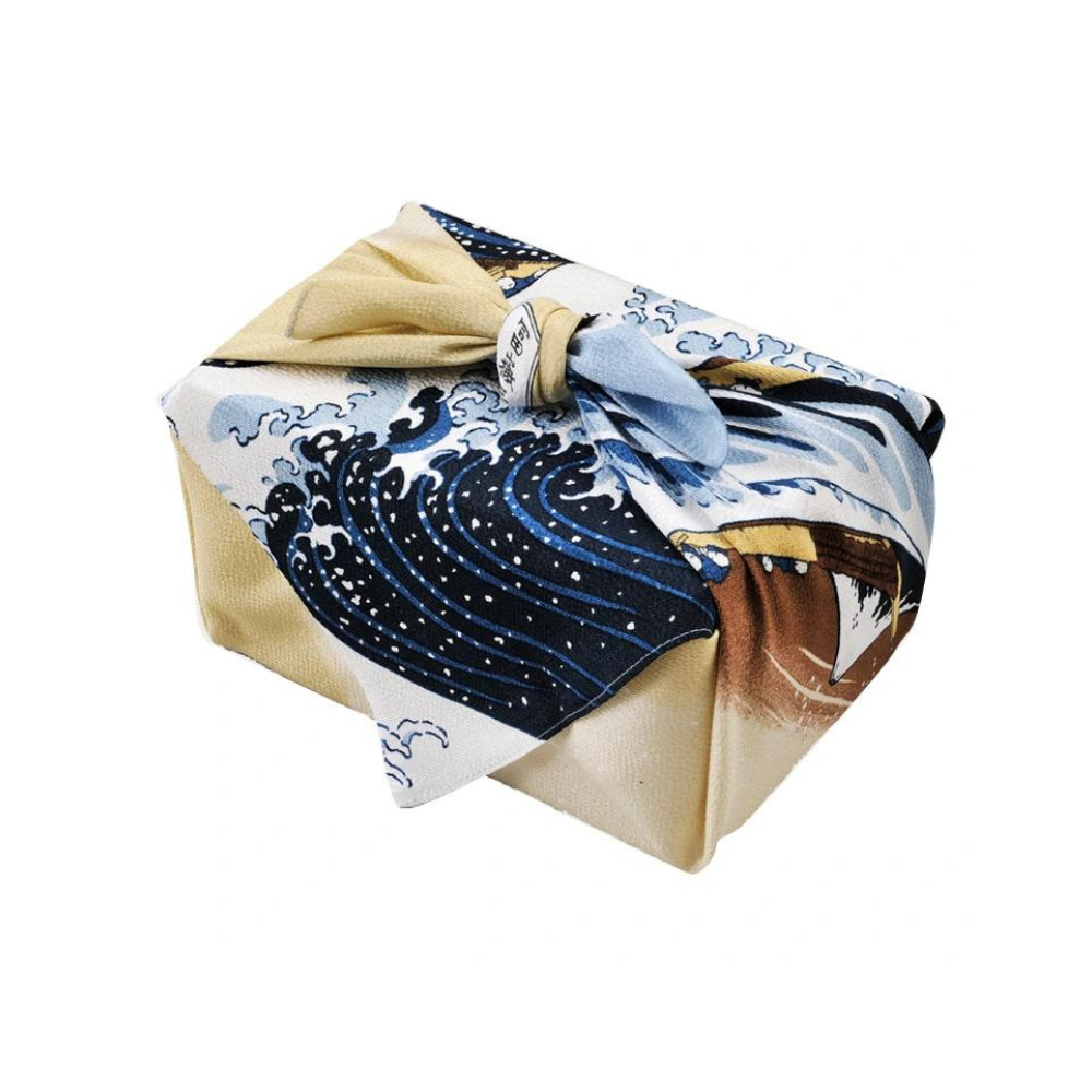 Musubi 68 Under the Waves Hokusai Chirimen Furoshiki Wrapping Cloth