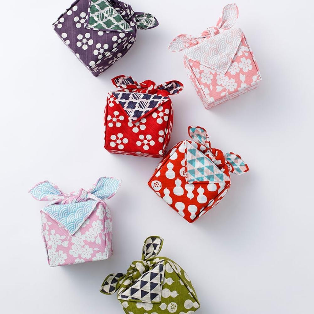 Musubi 48 Fuku Blossom & Wave Coral Furoshiki Wrapping Cloth