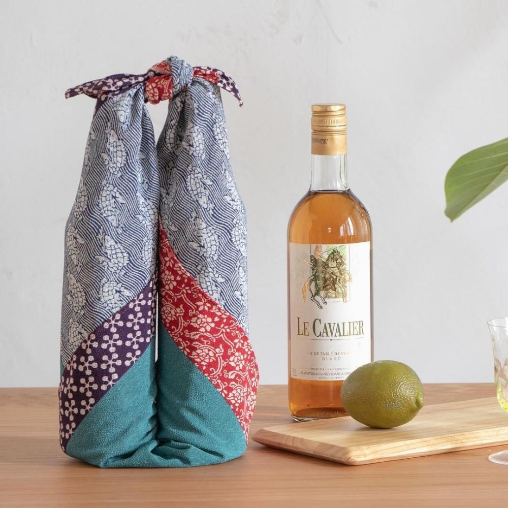 Musubi 70 Chirimen Square Composition Furoshiki Wrapping Cloth