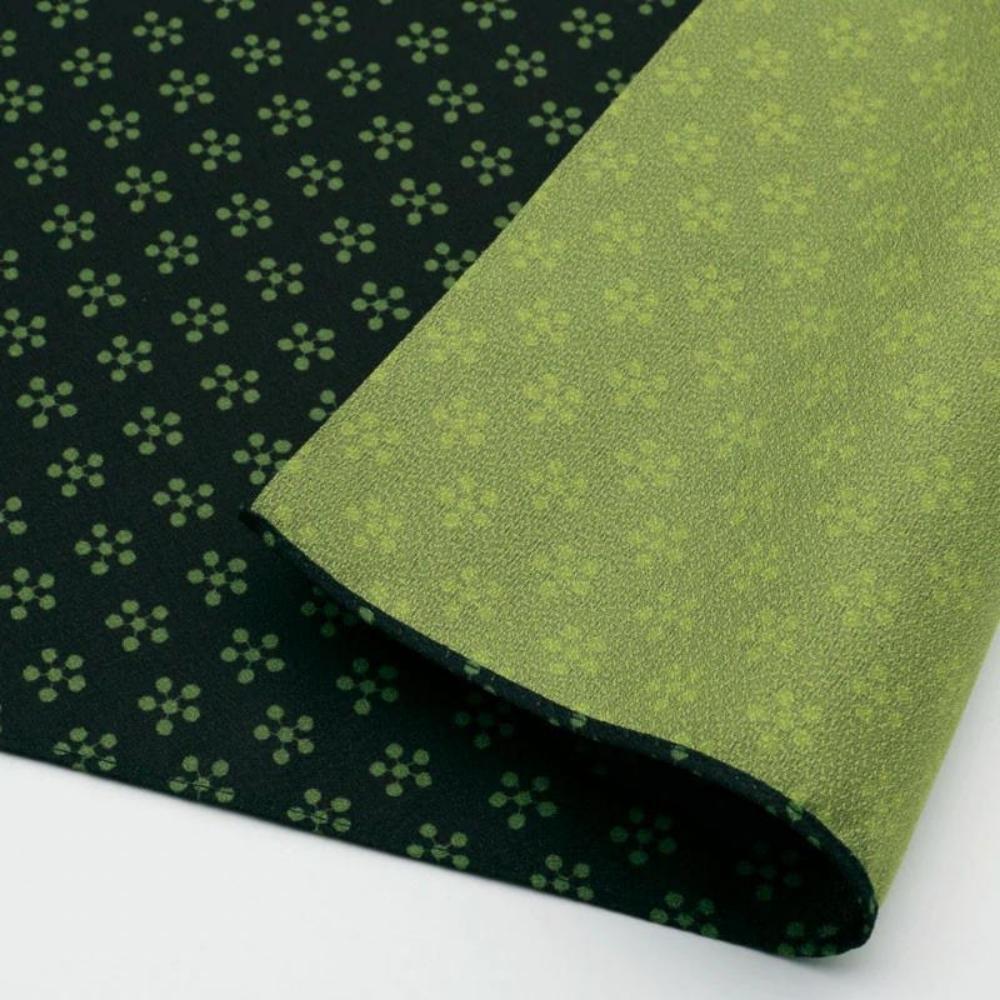Musubi 70 Toki-iro Reversible Black/Green Chirimen Furoshiki Wrapping Cloth