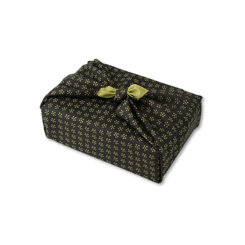 Musubi 70 Toki-iro Reversible Black/Green Chirimen Furoshiki Wrapping Cloth