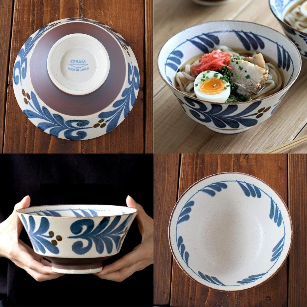 Minoru Pottery Wind Japanese Porcelain Ramen Bowl