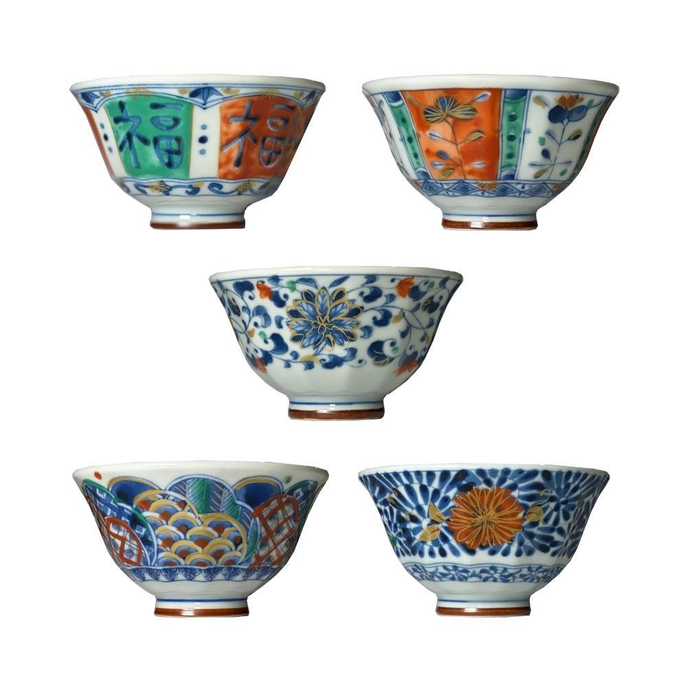 And Ai Minoyaki Koimari Rice Bowls Set of 5