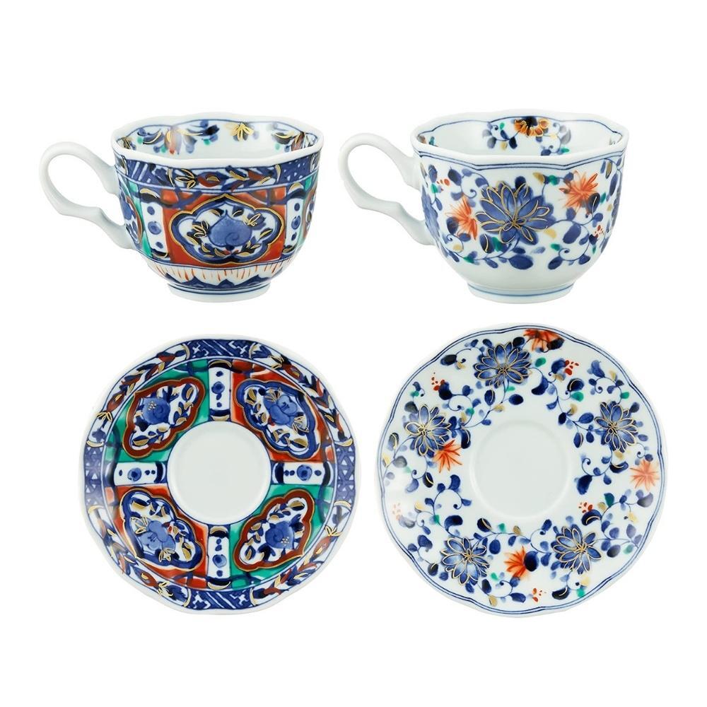 And Ai Minoyaki Koimari Coffee Cup & Saucer Set of 2