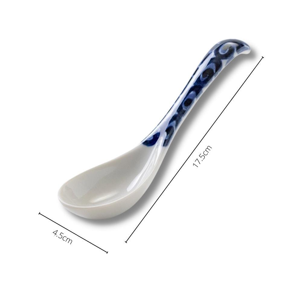 Minoru Pottery Japanese Porcelain Graph Spoon (Set of 2)