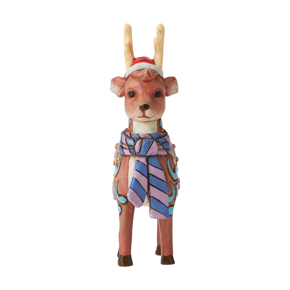 Heartwood Creek Jim Shore Reindeer with Hat Mini Figurine