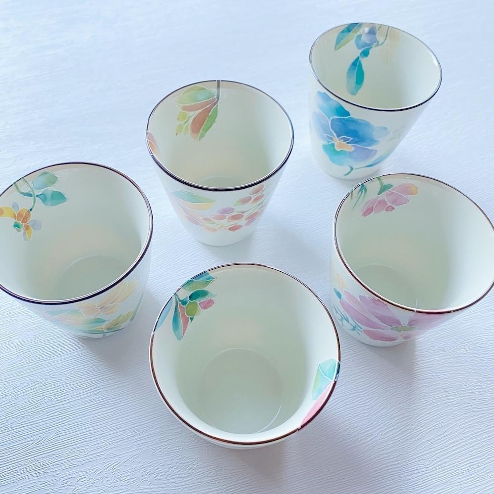 And Ai Minoyaki Hanakotoba Tea Cups Set of 5