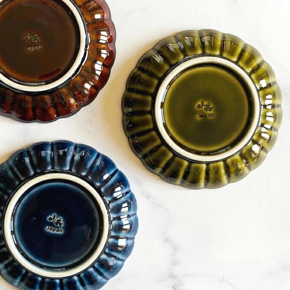 Kaneko Pottery Giyaman Olive Green Round Plate