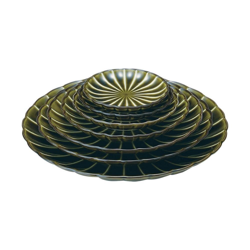 Kaneko Pottery Giyaman Olive Green Round Plate