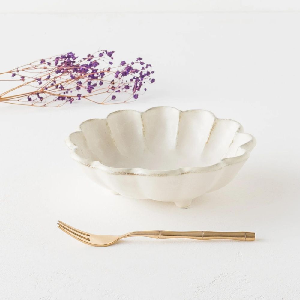Kaneko Rinka Flower White Bowl 16cm