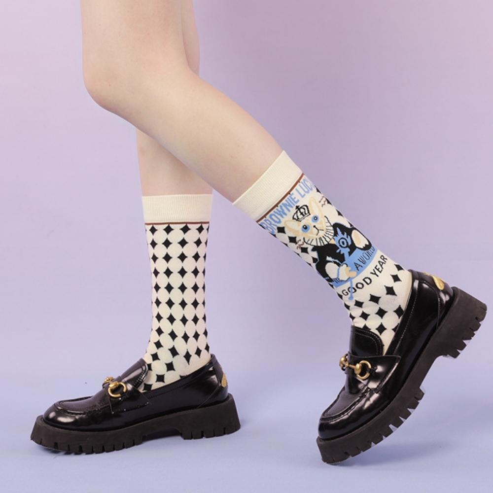 Vintage Cat King Crew Socks