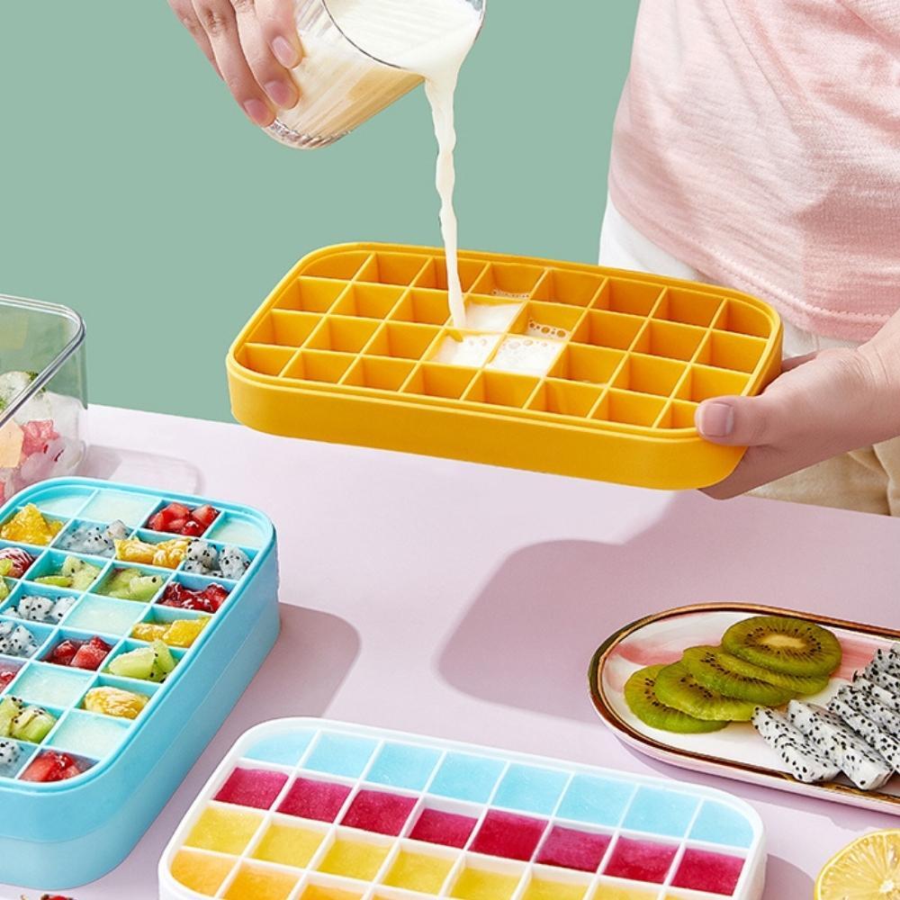 32-Grid Silicone Lattice Ice Cube Tray with Lid
