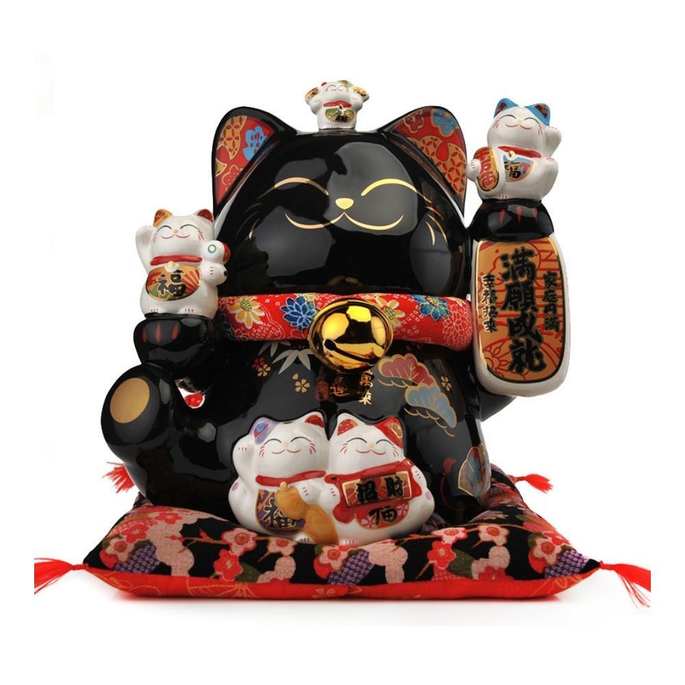 Black Maneki-Neko Dreams Come True Ornament 26cm Lucky Cat