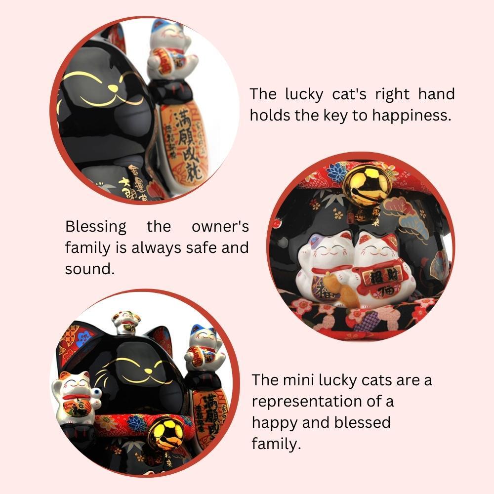 Black Maneki-Neko Dreams Come True Ornament 26cm Lucky Cat