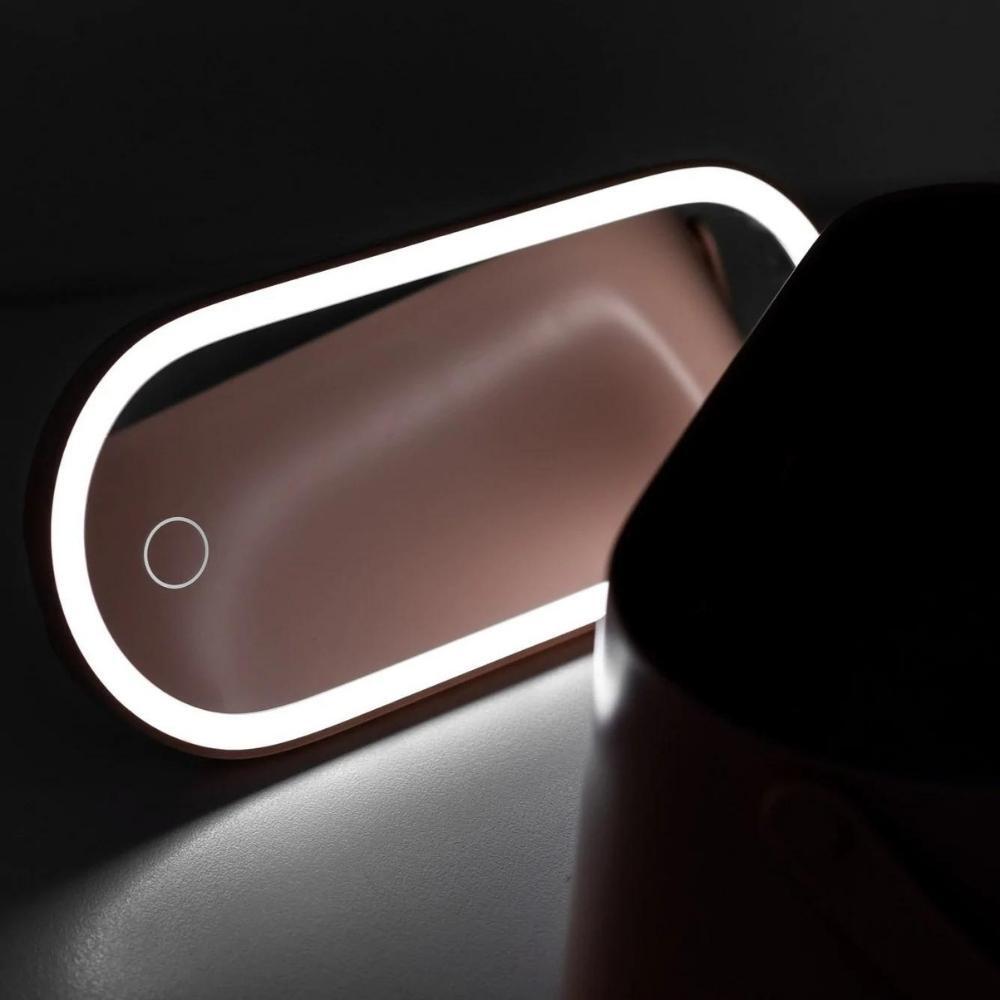 Portable LED Light Up Makeup Mirror Box - Blush