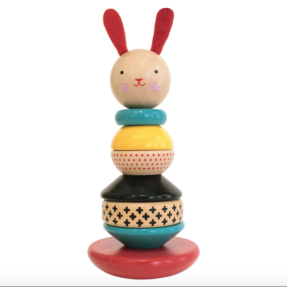 Petit Collage Modern Bunny Wooden Stacking Toy
