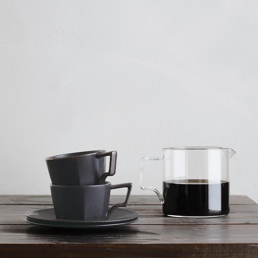 Kinto Oct Cup & Saucer Black