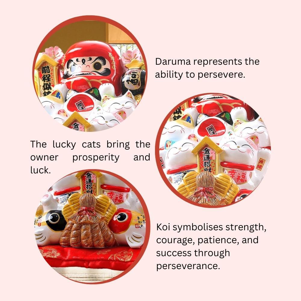 Maneki-Neko & Daruma Best of Luck Ornament 25cm