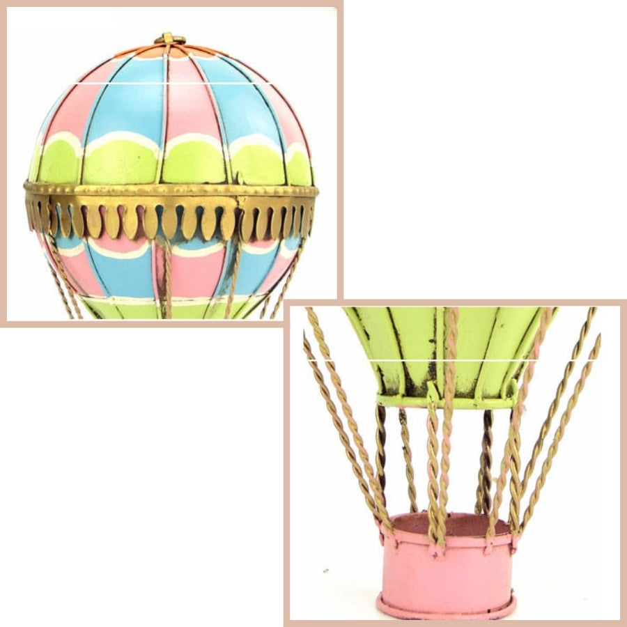 Vintage Diecast Metal Small Hot Air Balloon - Pastel