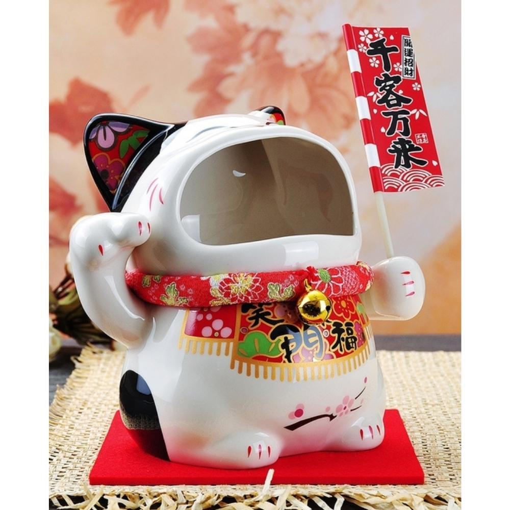 Maneki-Neko Abundance 19cm Lucky Cat with Storage Tray