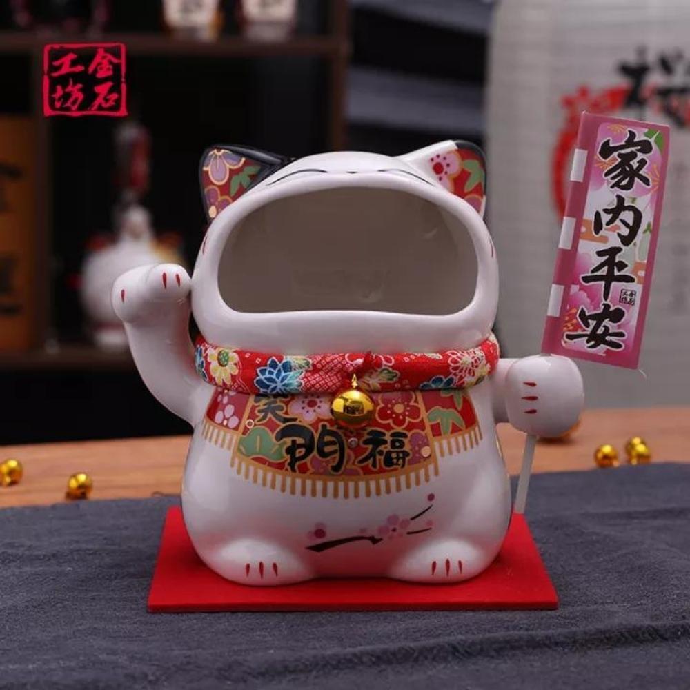Maneki-Neko Abundance 19cm Lucky Cat with Storage Tray