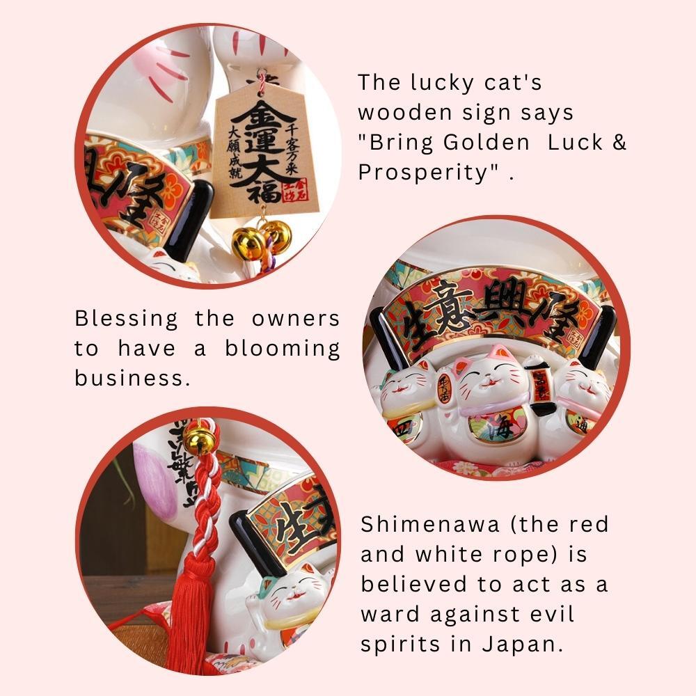 Maneki-Neko Golden Business Success 35cm Lucky Cat