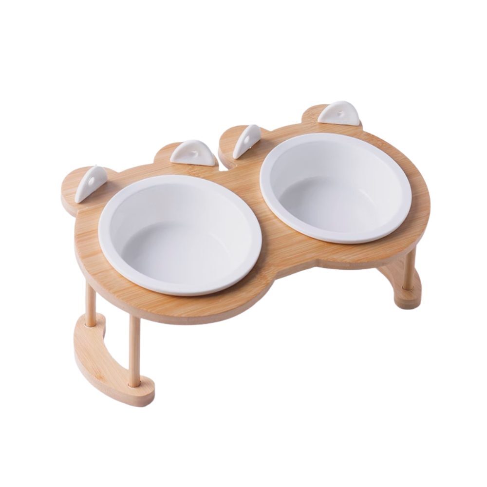 Raised & Tilted Ceramic Double Pet Bowl Set