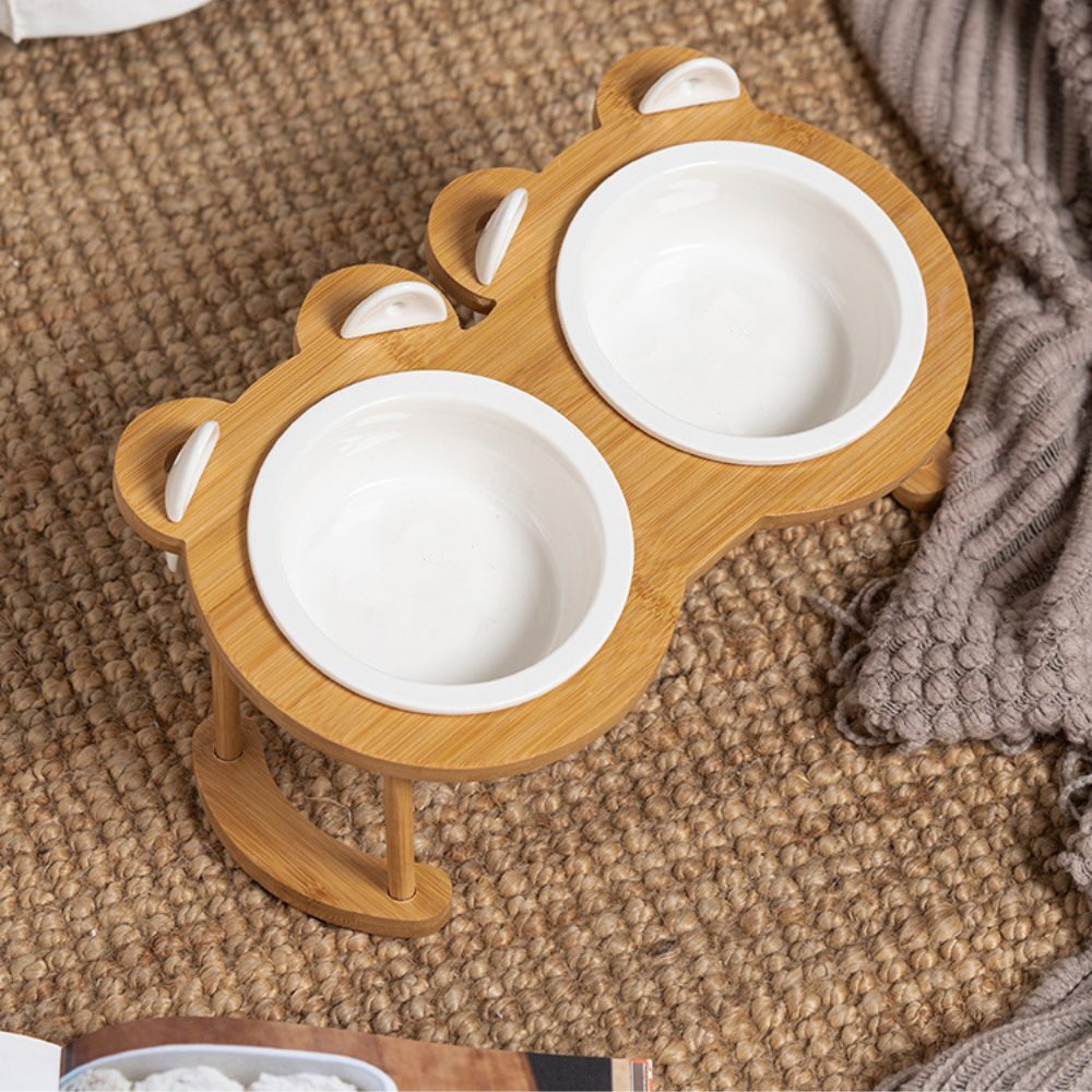 Raised & Tilted Ceramic Double Pet Bowl Set