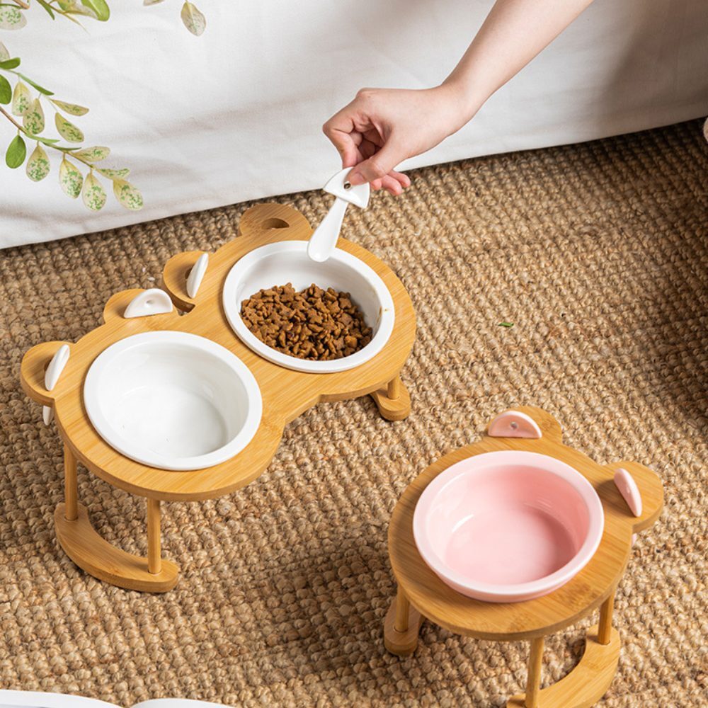 Raised & Tilted Ceramic Double Pet Bowl Set