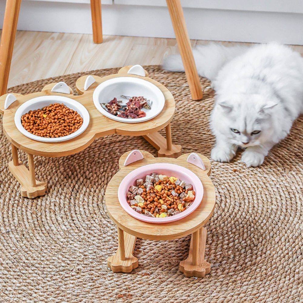Raised & Tilted Ceramic Double Pet Bowl Set