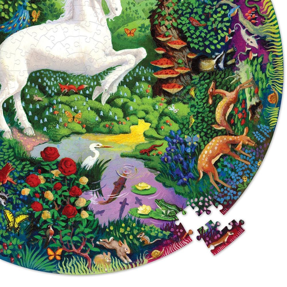 eeBoo Round Puzzle Unicorns Garden 500 Piece