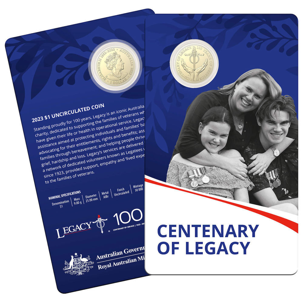 2023 Centenary of Legacy $1 UNC Coin on Card