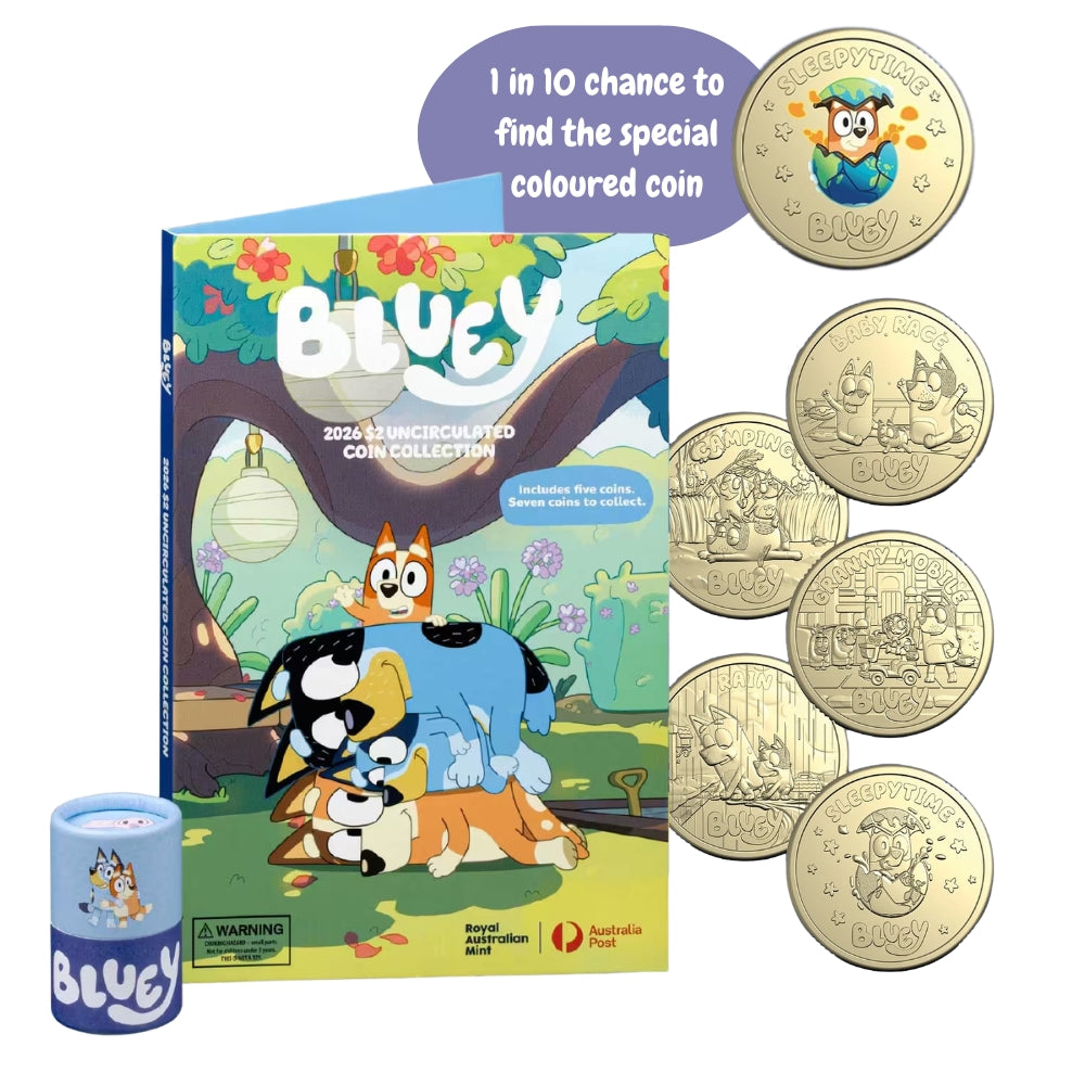 2026 Bluey $2 Uncirculated Folder and SEALED Tube Set