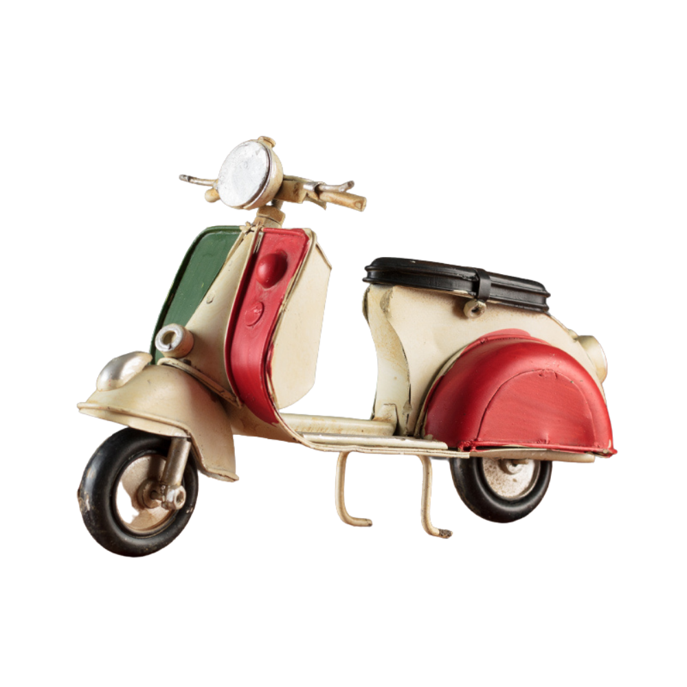 White Scooter Miniature, Metal Scooter Replica in White, Retro