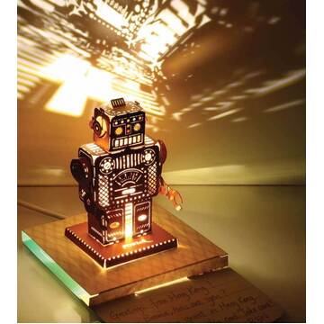 POStalk Metal Robot Greeting Card with LED Light