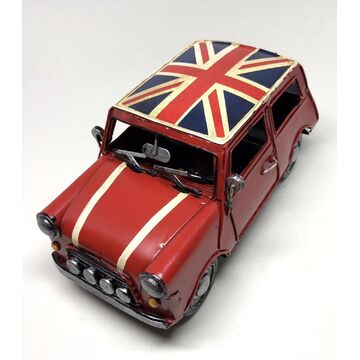 Retro Metal Red Mini Cooper with UK Flag 15cm
