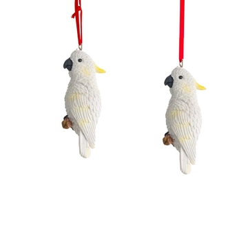 Australian Christmas Cockatoo Hanging Ornament 9cm (Set of 2)