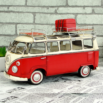 VW Replica Vintage Metal Red Kombi Camper with Photo Frame