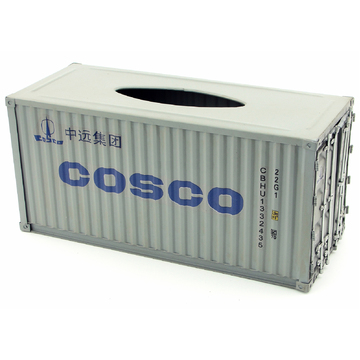 Cosco Vintage Diecast Metal Shipping Container Tissue Box