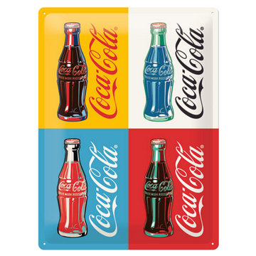 Nostalgic Art Coke 4 Bottles Pop Art A3 Embossed Metal Sign 30 x 40cm