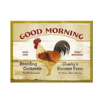 Nostalgic Art Retro Metal Magnet Good Morning Breeding Cockerels 8 x 6cm
