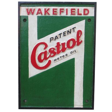 Castrol Wakefield Motor Oil Cast Iron Embossed Sign 28cm