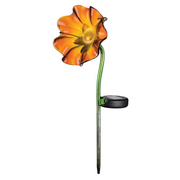 Regal Garden Decor Mini Solar Poppy Stake Orange 38cm
