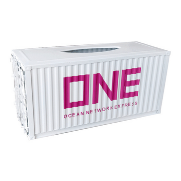 ONE White Diecast Metal Shipping Container Tissue Box