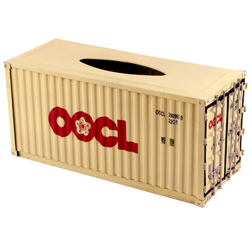 OOCL Vintage Diecast Metal Shipping Container Tissue Box