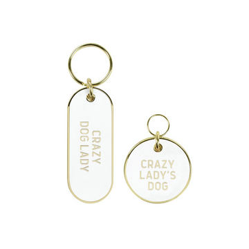 Fred Crazy Dog Lady Keychain and Pet Tag Set
