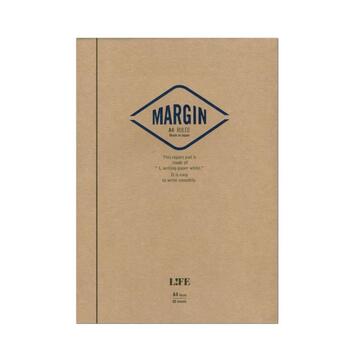 Life Stationery Japanese Paper Margin Report Notepad Ruled A4 Kraft/Blue